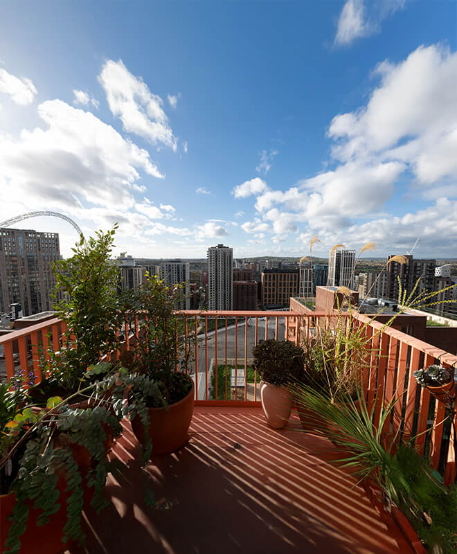 PRIVATE BALCONIES & LANDSCAPED AREAS 